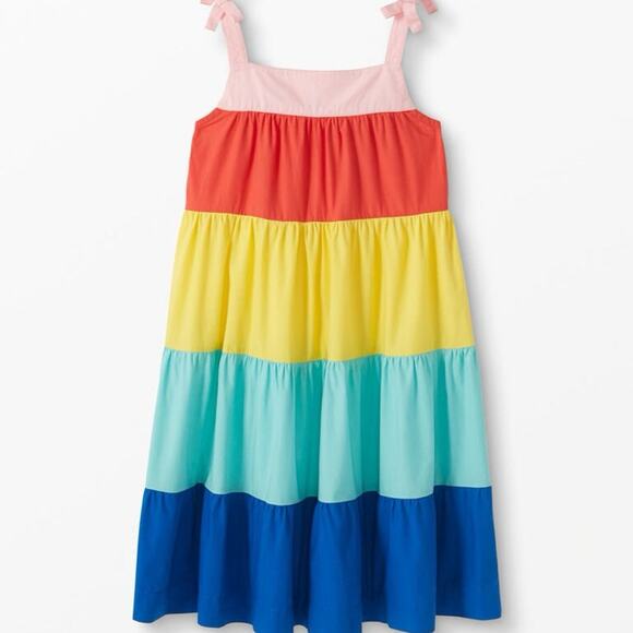 Hanna Andersson Girl's Sleeveless Colourblock Rainbow Twirl Dress in Multicolour - Picture 1 of 5